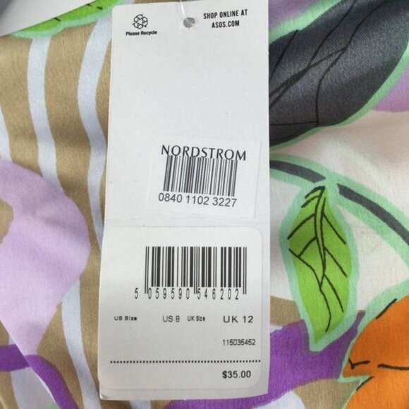 ASOS DESIGN Ruched Side Midi Skirt in Floral Swirl Print 8 NWT - Picture 3 of 8